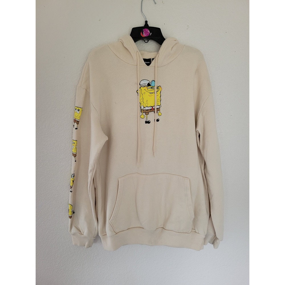 Nickelodeon SpongeBob SquarePants Cream Graphic Hoodie Im Ready Mens Large #15